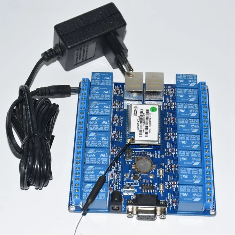 AAAE топ-умный дом автоматизация вещей Интернет Rs232 Rj45 порт Wifi релейный модуль Плата 16 каналов РЕЛЕ P2P Wifi антенна(ЕС