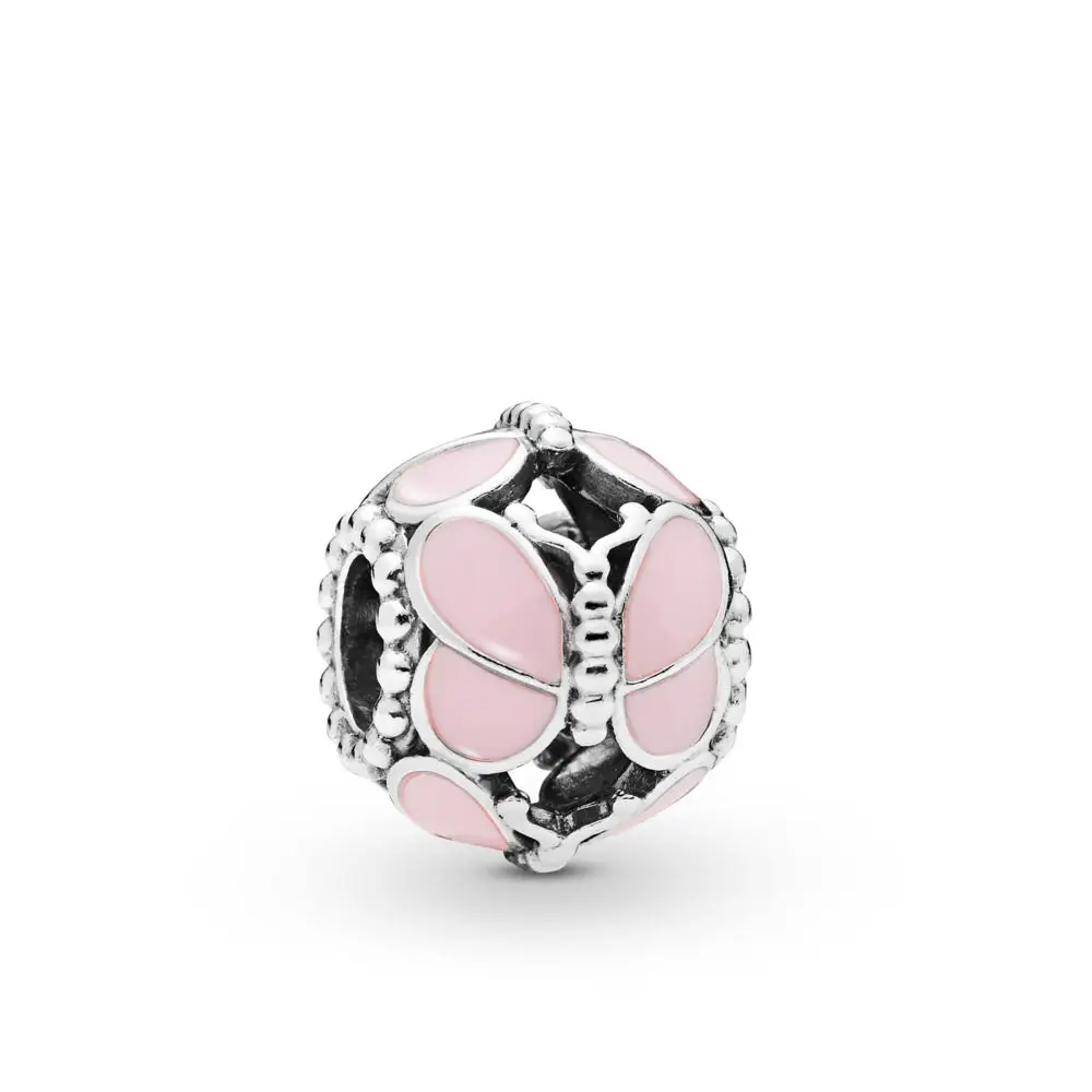 Европейский S925 Серебряный цветок амулеты из бисера с CZ эмалью Подходит Pandora браслет ювелирные изделия для DIY женщин хорошее ювелирное изделие подарок - Цвет: 12