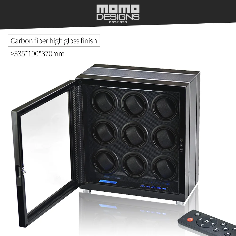9w -Carbon fiber Новое поступление часы намоточный дисплей 6/9 слотов автоматические часы коробка с подзаводом с ЖК-сенсорным/TPD режимом/дистанционным управлением Сюрприз подарок - Цвет: 9w -Carbon fiber