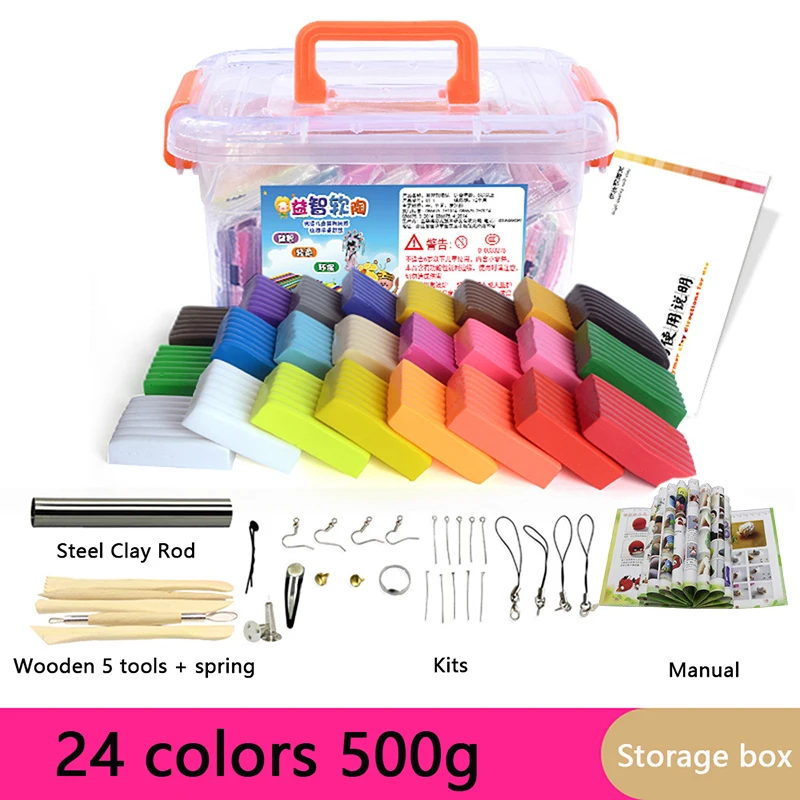 24 цвета шт. мягкая полимерная глина для моделирования с инструментами 87