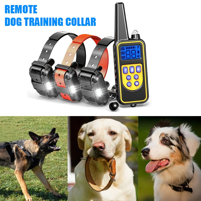 

800m Rechargeable Waterproof Electric Pet Training Collar Dog Remote Control With LCD Display Shock Vibration Sound