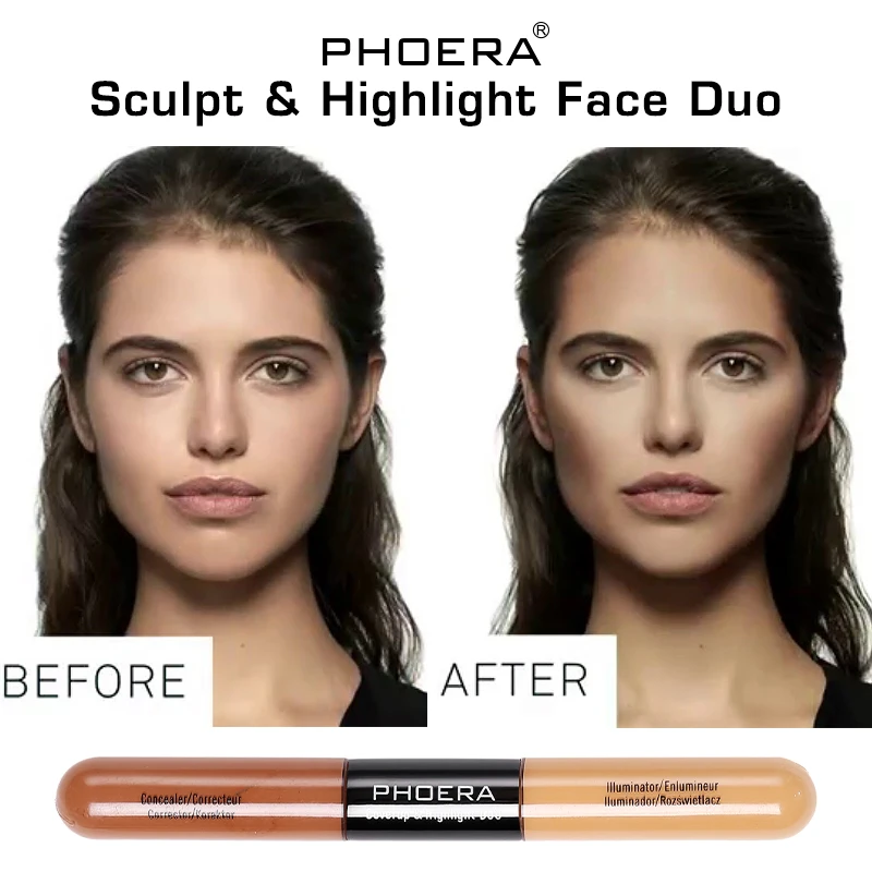 PHOERA Double-ended Contouring Shade Sculpt &amp Highlight Face Liquid Makeup Highlighter Bronzer Pencil Maquiagem 5 Colors |