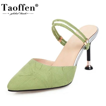 

Taoffen Slip On Women Sandals Fashion Slip On Plus Size 33-43 Shoes Women Daily Solid Candy Color Outdoor Daily Sweet Slippers