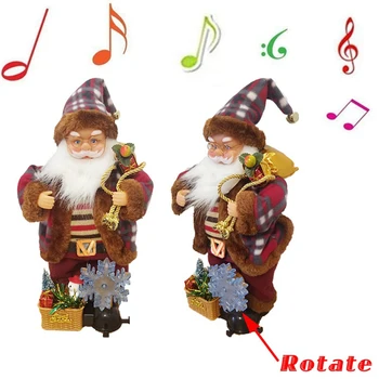 

Cute Electric Santa Claus Doll With Rotatable Snowflake Shape Light Christmas Decoration BV789