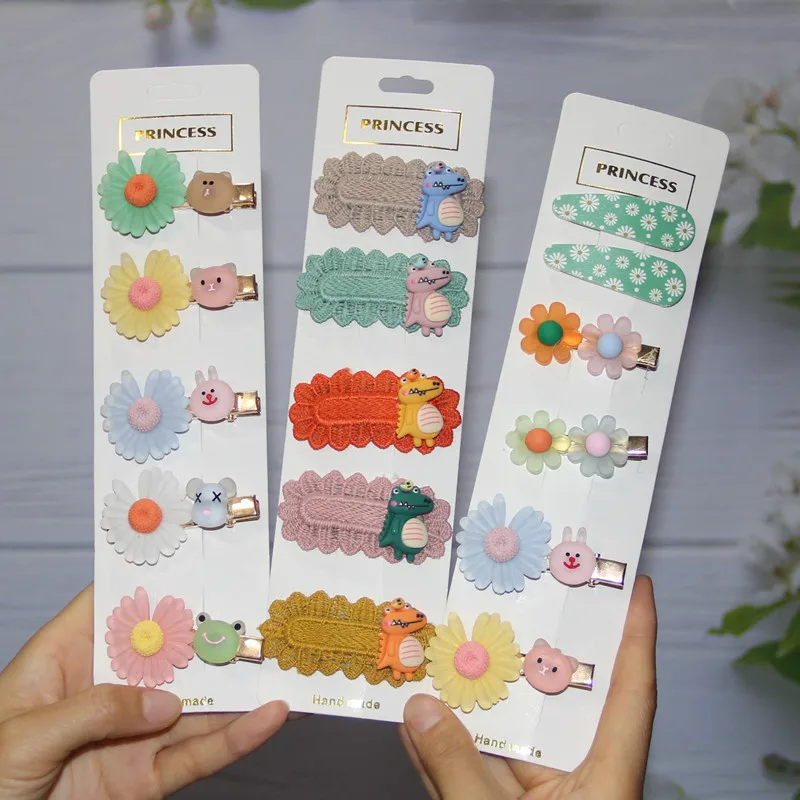

5/10/15pcs/set Lovely Cartoon Candy Color Hairpins Hair Clip Rainbow Headwear For Girl Kids Children Sun Flower Hair Accessories