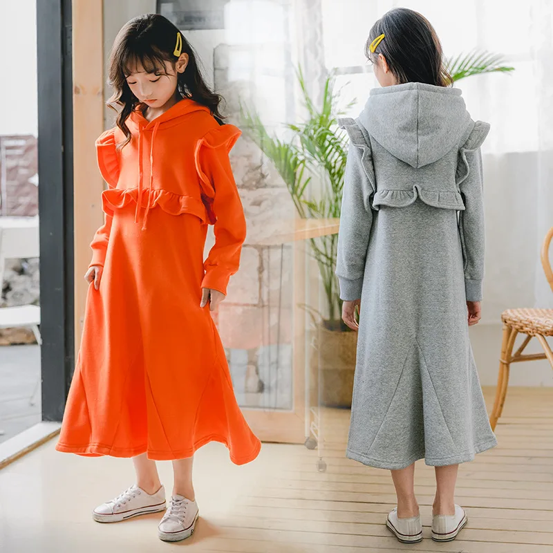 

Fashion 2019 Autumn and Winter Girls Dress Long Style Plus Thicken Baby Girls Warm Dress New Casual Kids Dress for Girls,