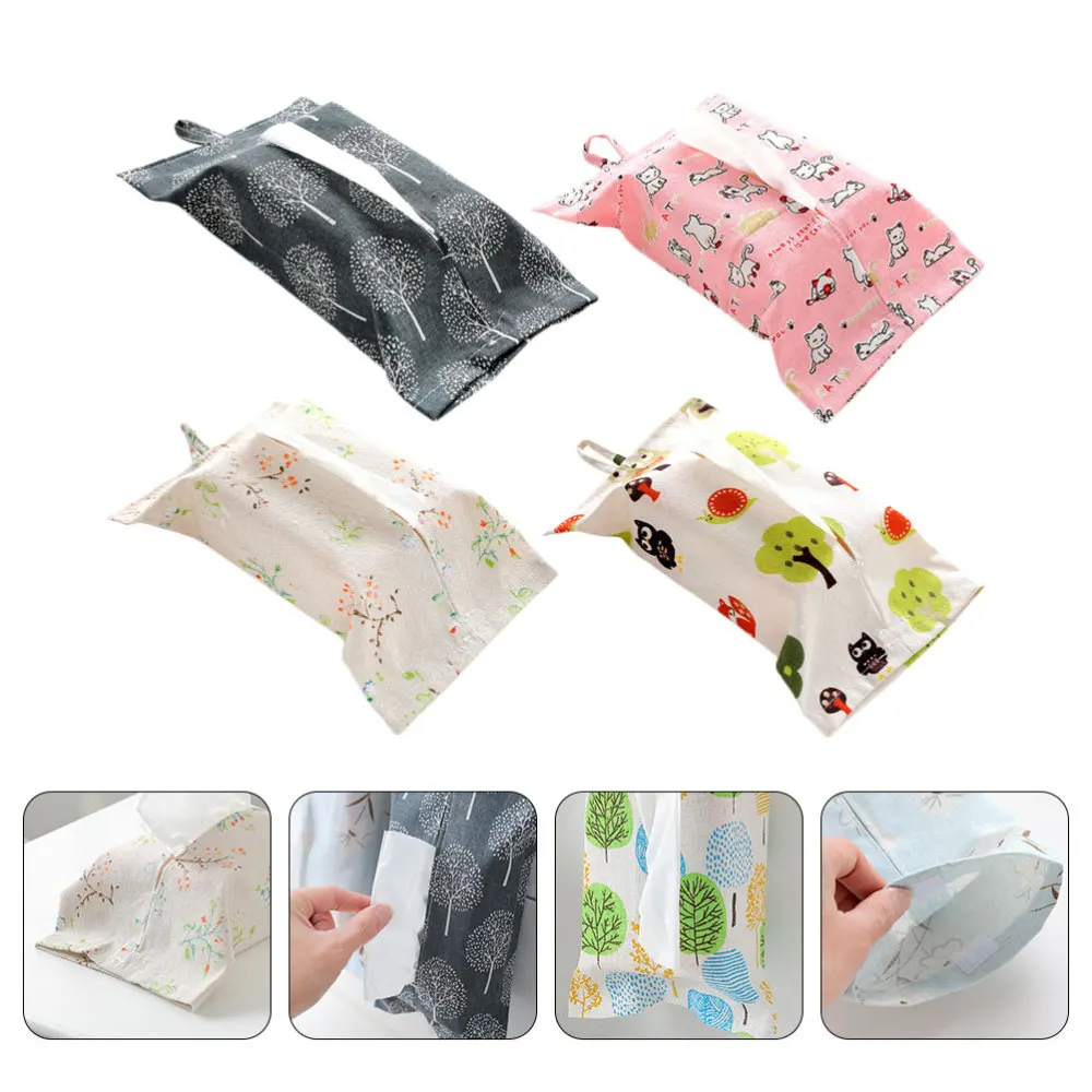 

4Pcs Napkin Container Storage Bag Tissue Pouch Multi-purpose Tissue Bag for Bathroom Home Napkin Bedroom