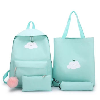 

4PCS Printed School Bags Teenager Girls Boys School Backpack Cartoon College Style Schoolbag Women Travel Backpacks Shouder Bag