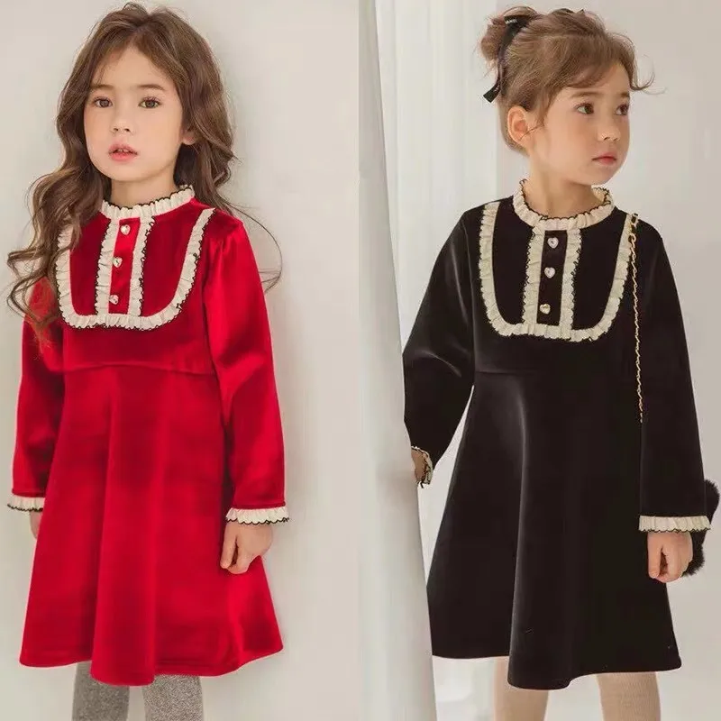 Платья для малышей; цвет красный, черный; праздничное платье принцессы для маленьких девочек; милая одежда для малышей