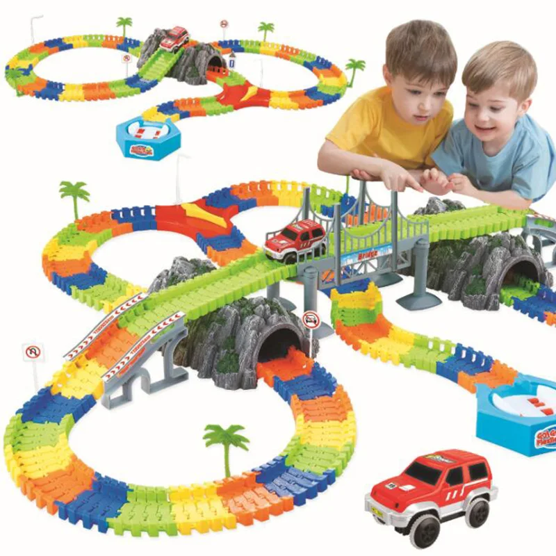 

Magical Racing Track Set DIY Luminous Glowing Flexible Railway Track Cars Accessories Educational Toys for Children Boys Gifts