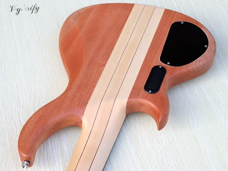 5 струнная безбортовая с грифом для шеи, электрическая бас-гитара hickory wood top, активная бас-гитара с бесплатной басовой гитарной сумкой