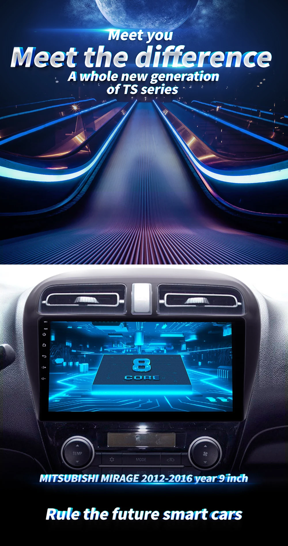 Best prelingcar For MITSUBISHI MIRAGE 2012-2016 years Car monitor Radio Multimedia Video Player Navigation GPS Android 9.0 4G  stereo 0