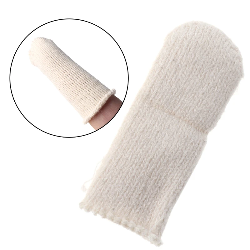 LDA Get Fresh Cotton Finger Guards Cots Avoid Protection Prints Clean Polish Craft Tool 20Pcs Cotton Elastic Finger Cot White 