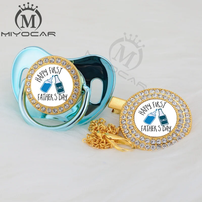 MIYOCAR на заказ любой тест День отца золото bling соска и соска клип черный BPA бесплатно пустышка bling уникальный дизайн P-FD