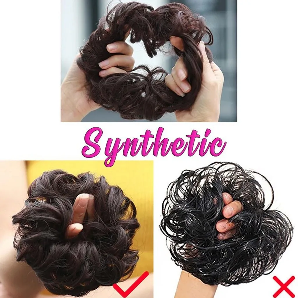 Elastics Scrunchie новейшая мода кудрявые грязные пучки волос кусок скручивание покрытие волосы для наращивания настоящие как человеческие#0