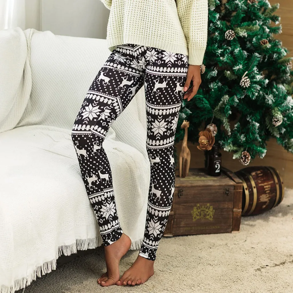 Леггинсы с рождественским принтом, женские спортивные штаны с высокой талией, домашние узкие брюки для бега, леггинсы для фитнеса, женские спортивные штаны, брюки N2