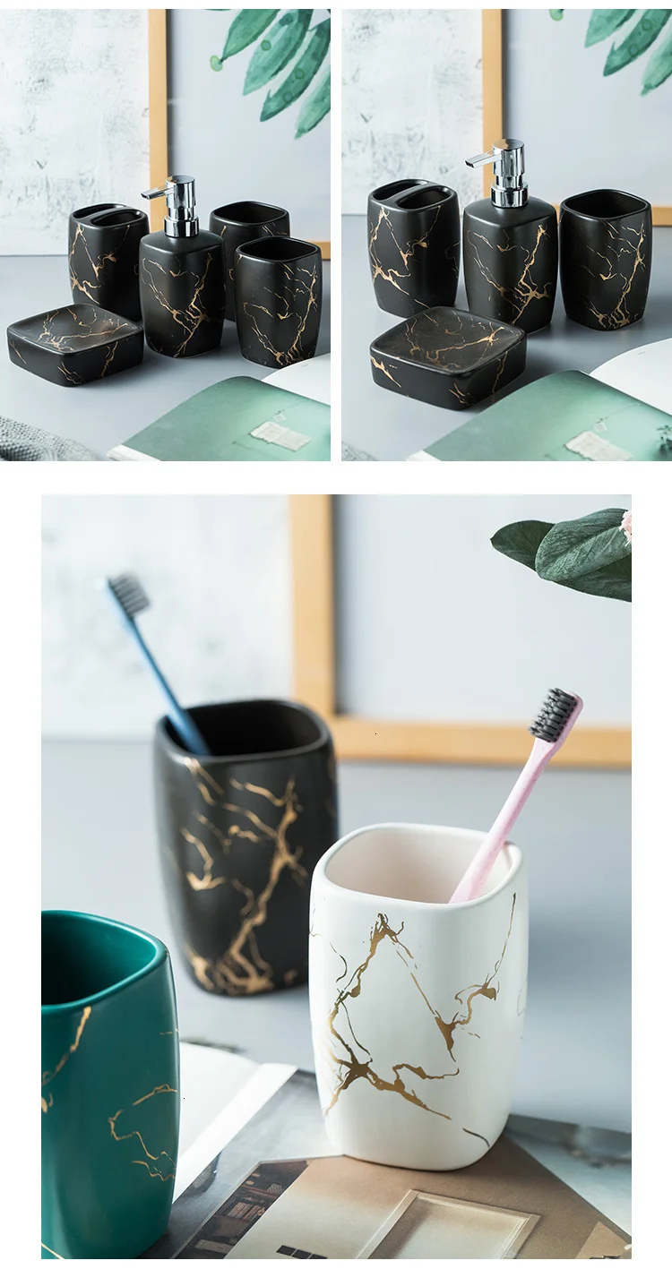 Простой керамический набор для умывания ванной из пяти частей, свадебный подарок, кружка, Набор чашек