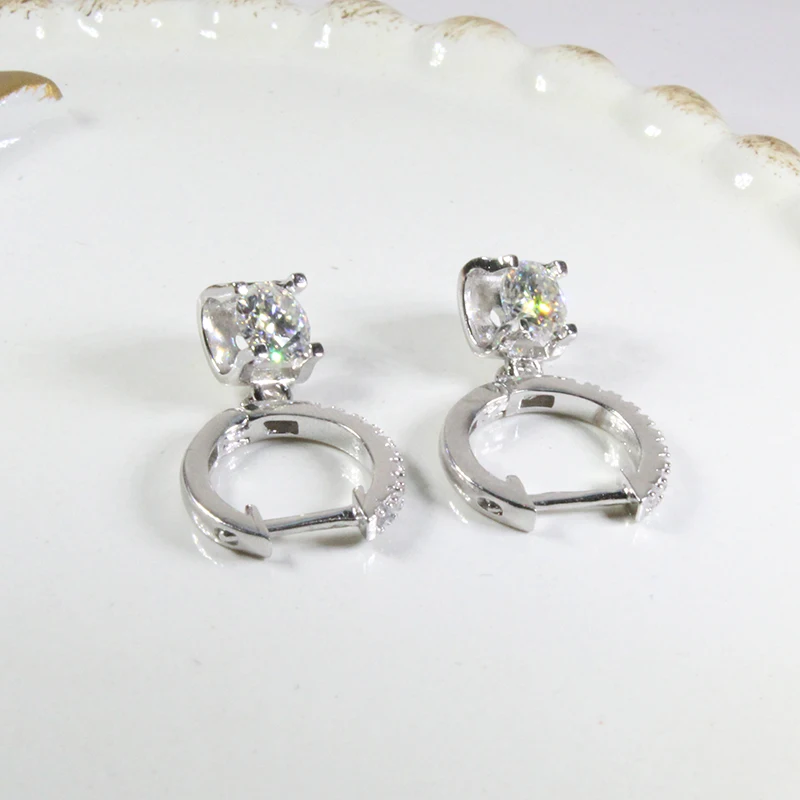 Серьги подвески из серебра 925 пробы с муассанитом|Серьги-подвески| |