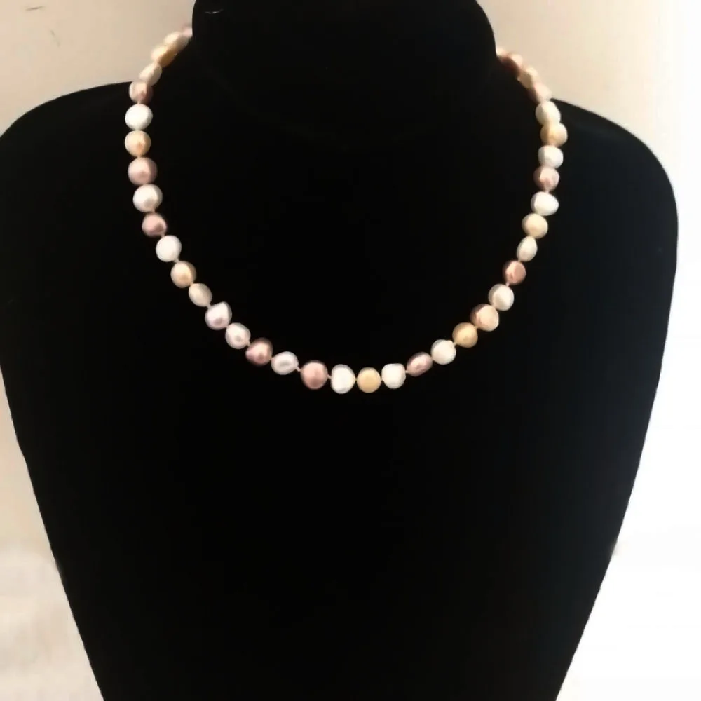 

YKNRPBH TOP Quality Baroque Pearl Necklace 925 Sterling Silver Buckle Chain Weddings Fine Jewelry