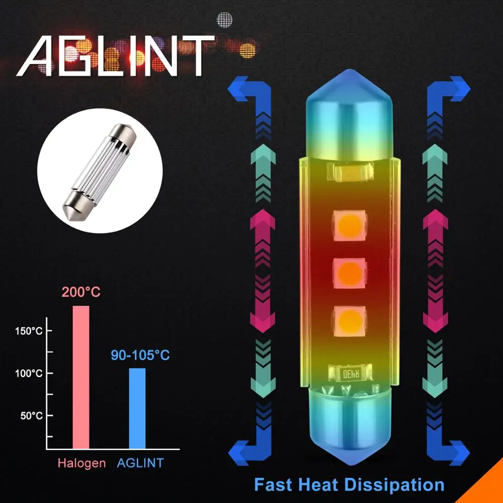 AGLINT 2 шт. светодиодный автомобиль лампы типа фестон 39 мм C5W CANBUS Нет OBC Ошибка для