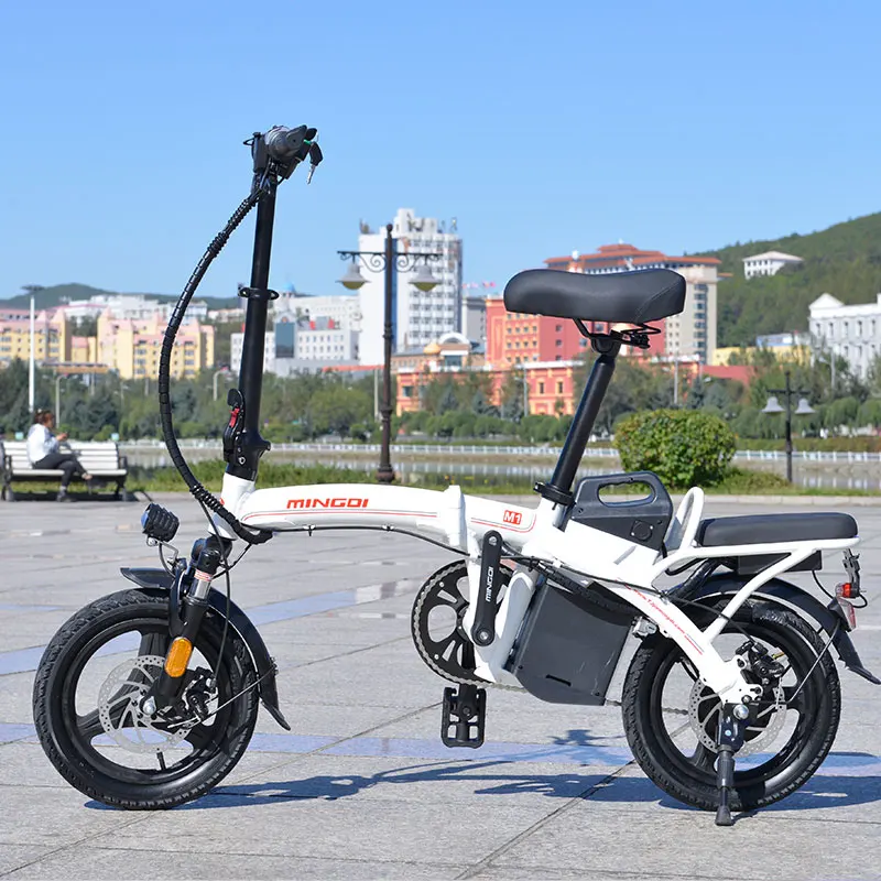 14-дюймовый Портативный складной электрический велосипед 48V 12AH 240 Вт Мотор литий Батарея городская одежда для отдыха и для е-байка на пройденное расстояние в милях 45 км - Цвет: white