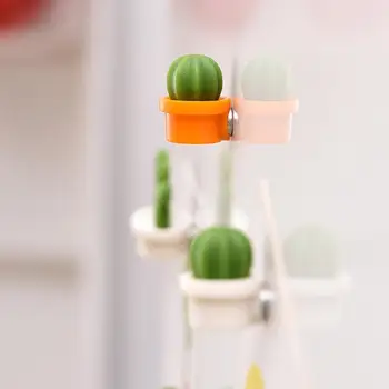

6 creative cute green plant cactus fridge magnets magnetic buckle message stickers fixed suction decoration magnet R5O3