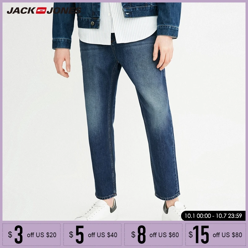 

Jack Jones Spring Autumn New Men 100% Cotton Straight Fit Washed Jeans Pants|218132550