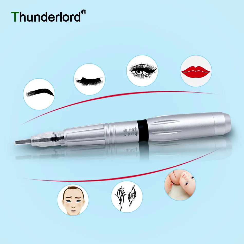 

THUNDERLORD Permanent Makeup Machine Rotary Tattoo Pen Cartridge Needles Connecting Line For Eyebrow Lip Eye Liner Tattoos Kit