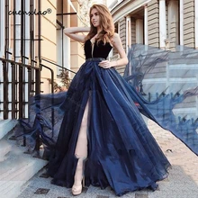 

A-Line Simple Long Women Prom Dresses Front Slit Chiffon Formal Evening Party Gowns Sleeveless vestido de noche 2022