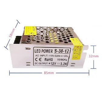 

LED Strip DC 12V 3.2A 38W Switching Power Supply Light Display AC LED PSUs Metal Case 38W