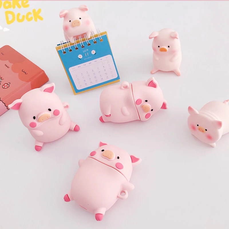 Funda de silicona blanda con dibujos animados para AirPod 1, 2, 3D, Bobo Pig, para Apple Airpods, tapa de protección de Funda