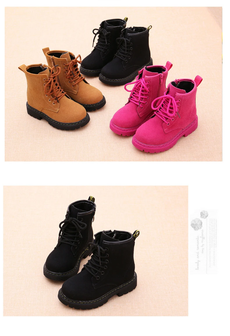 Зимние ботинки для девушки; Детские Ботинки martin; спортивная обувь; повседневная детская обувь для девочек; нескользящая водонепроницаемая кожаная обувь на шнуровке