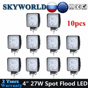 

10pcs 4inch LED Work Light Spot Flood Offroad Driving Extra Headlights For UTV 4X4 Jeep SUV Crane Farming Forklift UTE 12V 24V