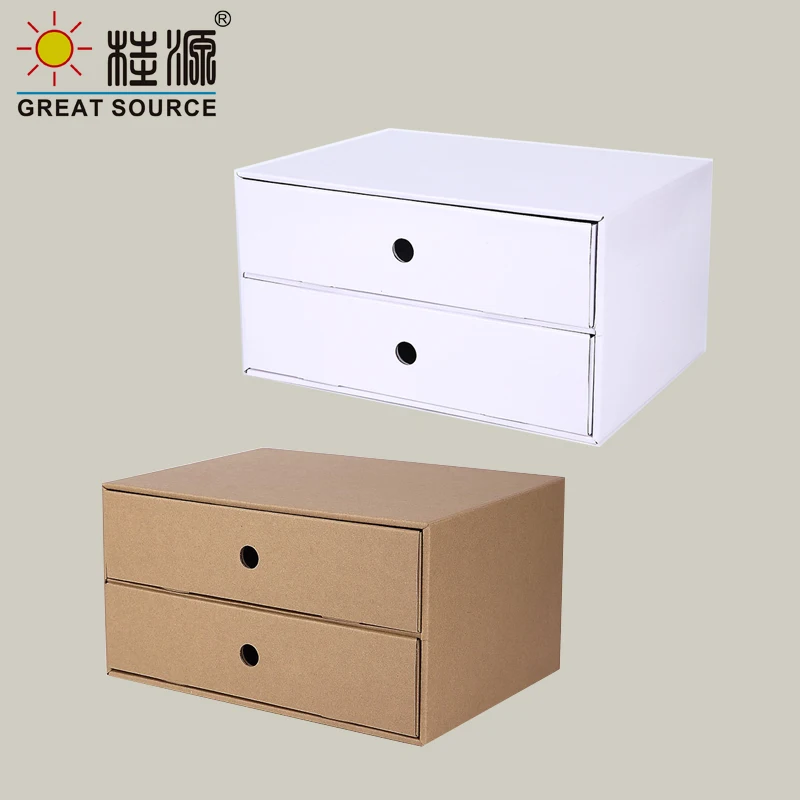 2 Drawers Storage Composable Cabinet Office Corrugate Foldable Home Storage Kraft Paper Environment Friendly(3PCS) 3pcs decorative book set books home decorative book props book bookshelf books display books decor hotel book b