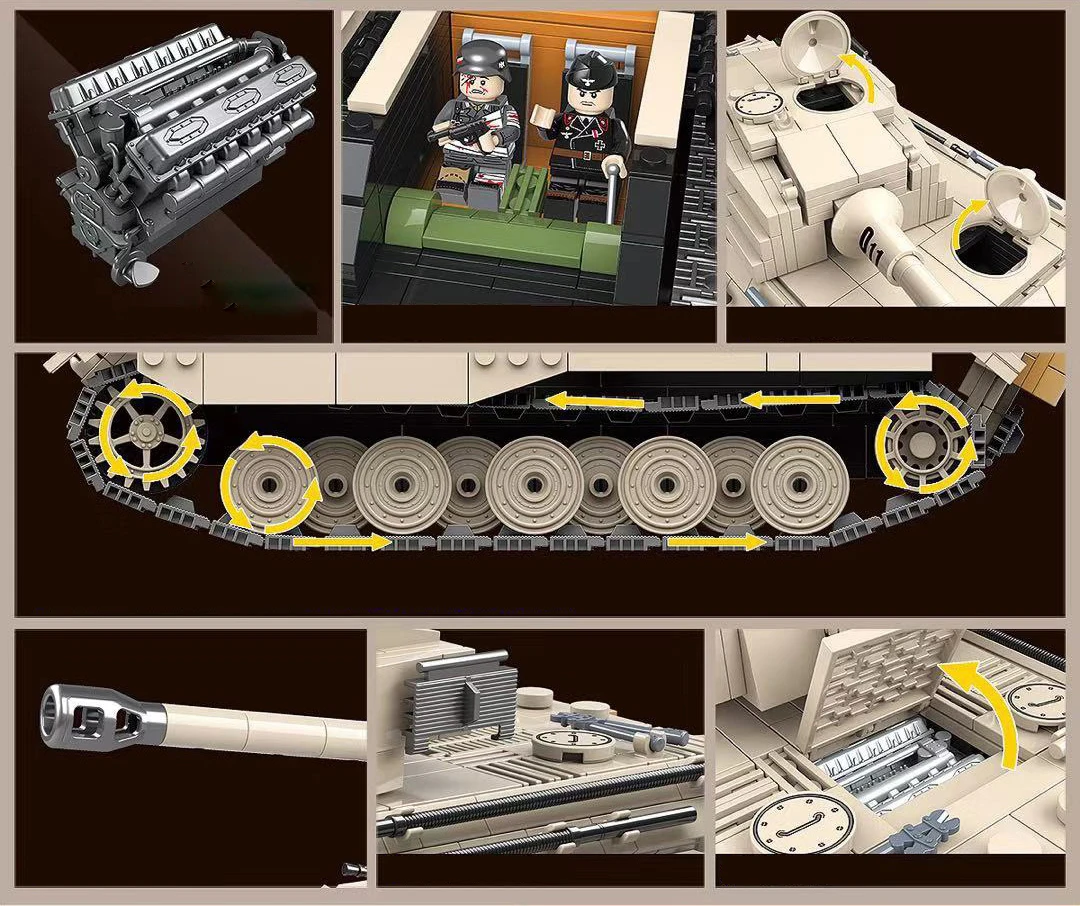 Мировая война Panzer VIB Tiger 2 King Tiger тяжелый танк moc batisbricks строительный блок ww2 немецкая армейская сила фигурки Модель Игрушки для мальчиков