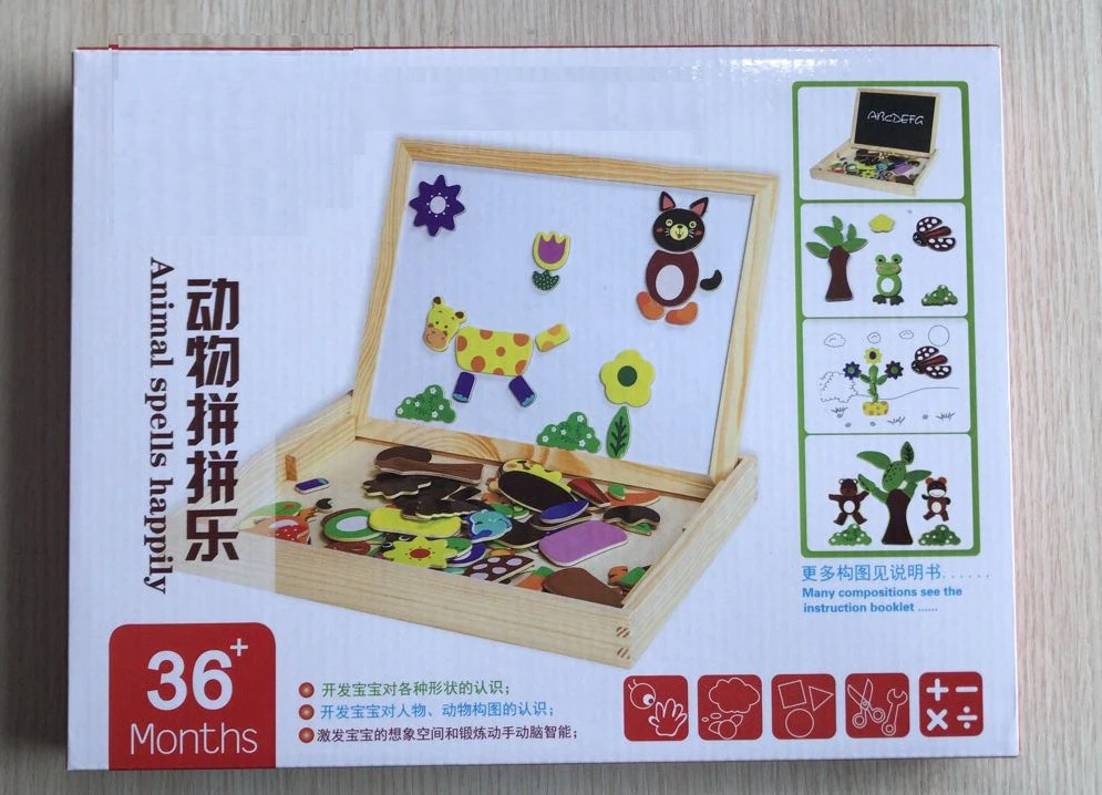 4 Деревянные детские двухсторонние головоломки Souptoys ферма Райская магнитная доска для рисования - Цвет: 4
