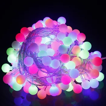 

Frosted Small Round Ball Led Light String Holiday Light Chain Lamp Bulb Waterproof Outdoor Wedding Christmas Decorate For Home