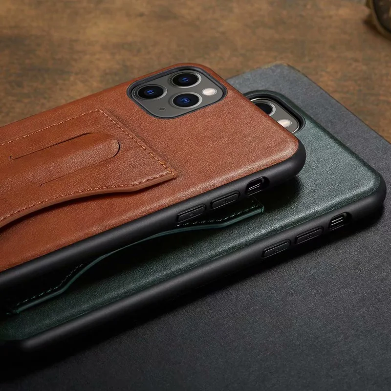 Fierre Shann подставка держатель для кожаного чехла для iPhone 11 Pro Max бизнес Люкс чехол оболочка