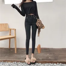 Real shot новые модные женские Стрейчевые обтягивающие джинсы с высокой талией джинсы-карандаш