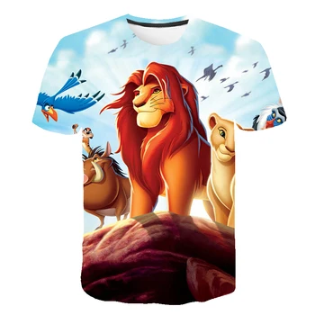 

2020 T-shirt Girls Summer England Style Fashion Cartoon Lion King Print O-neck Short Sleeve T-shirt boys girls Tops