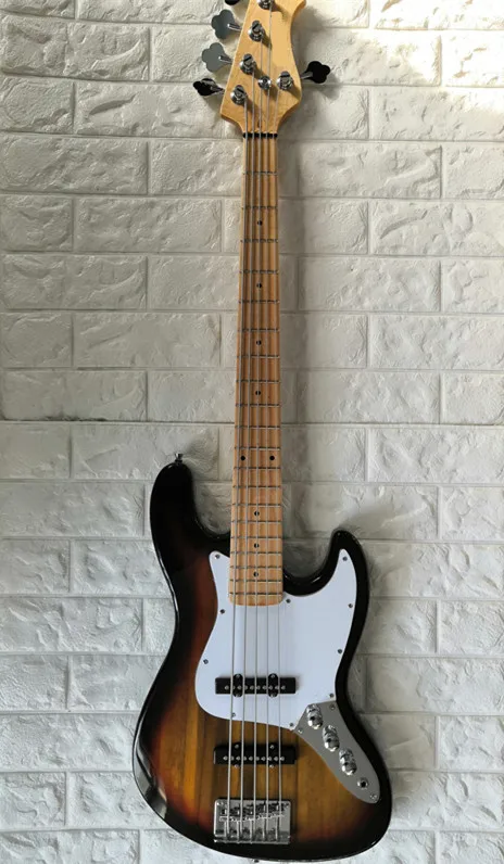 Электрическая гитара бас джаз 5 струн Sunburst цвет палисандр фингерборд доступен