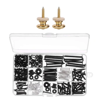 

2Pcs Wool Copper Guitar Strap Lock Gold & 1 Set Electric Guitar Screw Kit (9 Types) Switch Neck Plate Strap Buttons