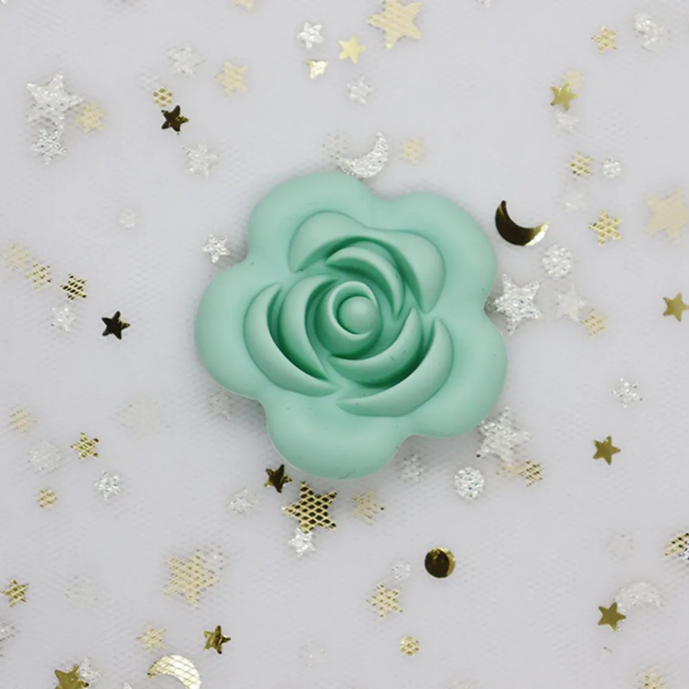 Mint Green 5 шт., розовый Перл, силиконовые бусины, цветок, Силиконовая зубная форма, сделай сам, Детские Прорезыватели, бусинки для изготовления ювелирных изделий, детские товары, игрушки для прорезывания зубов - Цвет: Mint Green
