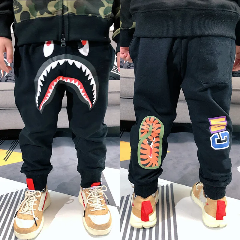 Children Girls Kids New Boy Black Cartoon Gray Animal Pants Casual-Trousers Printed Hip-Hop-Style