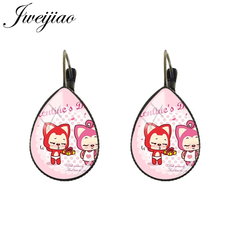 AL43 JWEIJIAO милые серьги для девочки мультфильм фото слеза капли воды уха клип серьги античный бронзовый очаровательный дети ювелирные изделия подарок AL25 - Окраска металла: AL43