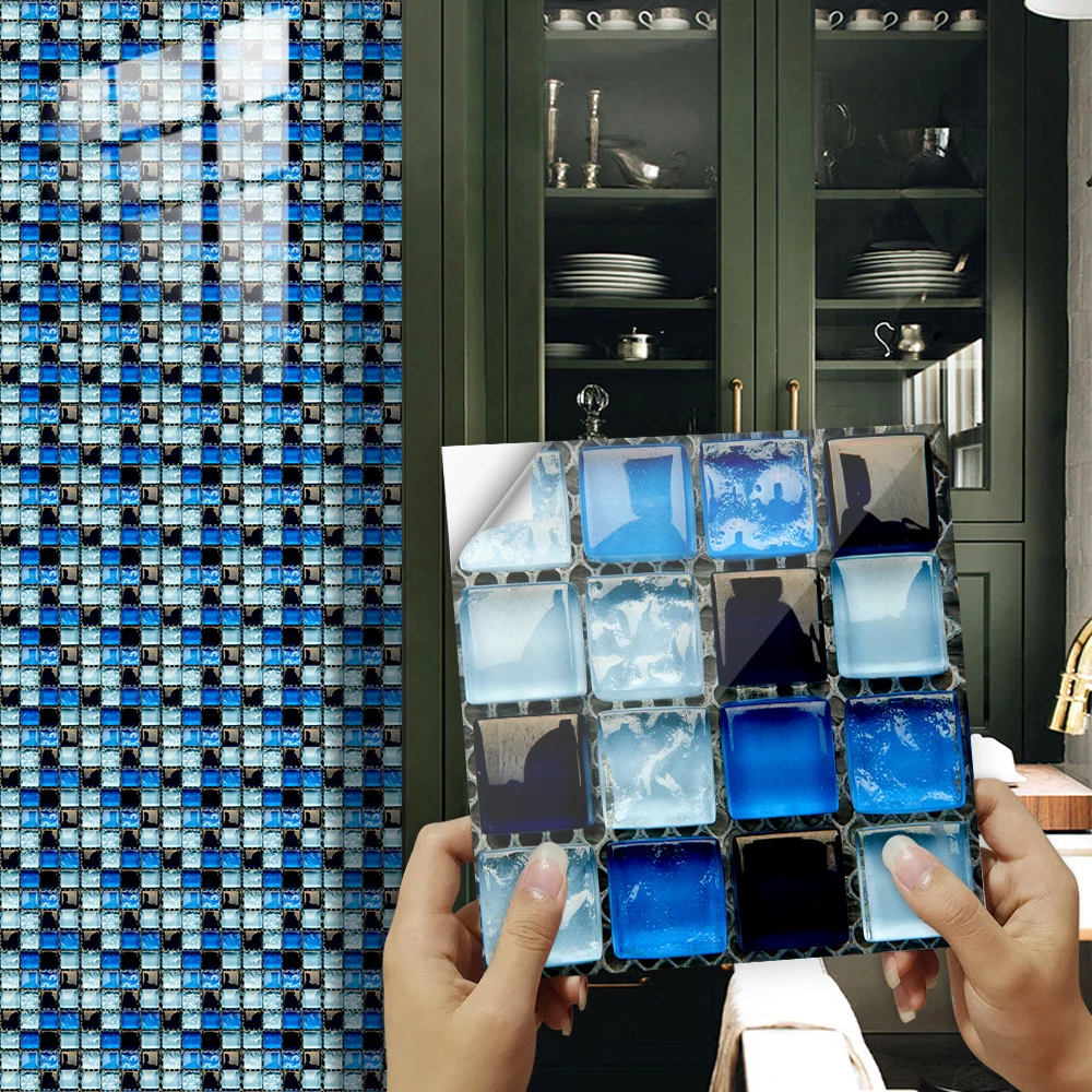 Selbstklebende Glasspiegel Mosaik Fliesen Aufkleber Mini Quadrat Abziehbil  Runde