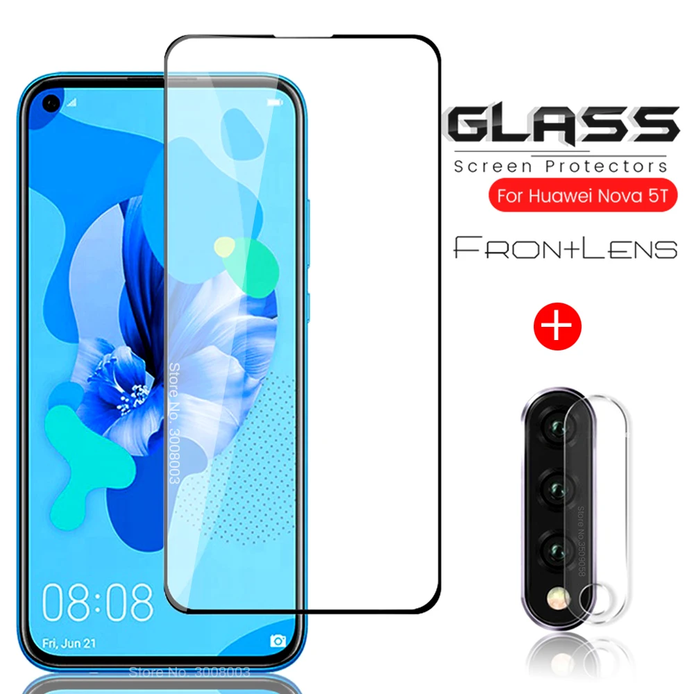

2-in-1 camera glass for huawei nova 5t 5 t 5t yal-l41 6.26'' phone screen tempered film on hauwei nova5t nova5 t safety glasses