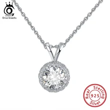 ORSA JEWELS, винтажная подвеска в виде цветка, Женское Ожерелье, натуральная 925 пробы, серебро, прозрачный, AAAA, циркон, нежный подарок, хорошее ювелирное изделие, SN215