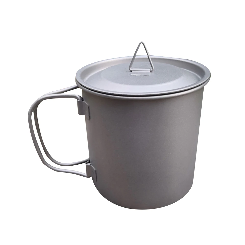 400ml Outdoor Titanium Cup Mug Pots Tableware Camping Cup Picnic Water Cup Mug of Coffee Tea with Lid