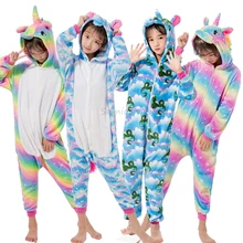 Новая Пижама с единорогом, комбинезон для детей, кигуруми, панда, зимняя теплая Пижама, кигуруми, детская ночная рубашка, стежка, единорог, одежда для сна, комбинезоны